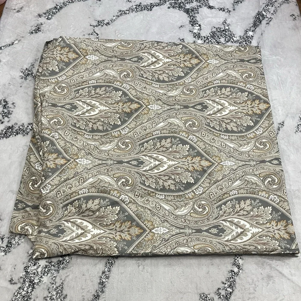 Pottery Barn Full Queen Duvet Cover Paisley Medallion Gray‎ Taupe Neutral